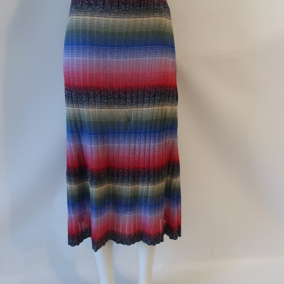 Womens Zara Limited Edition Multicolor Striped Metallic Midi Skirt XS - Picture 6 of 12